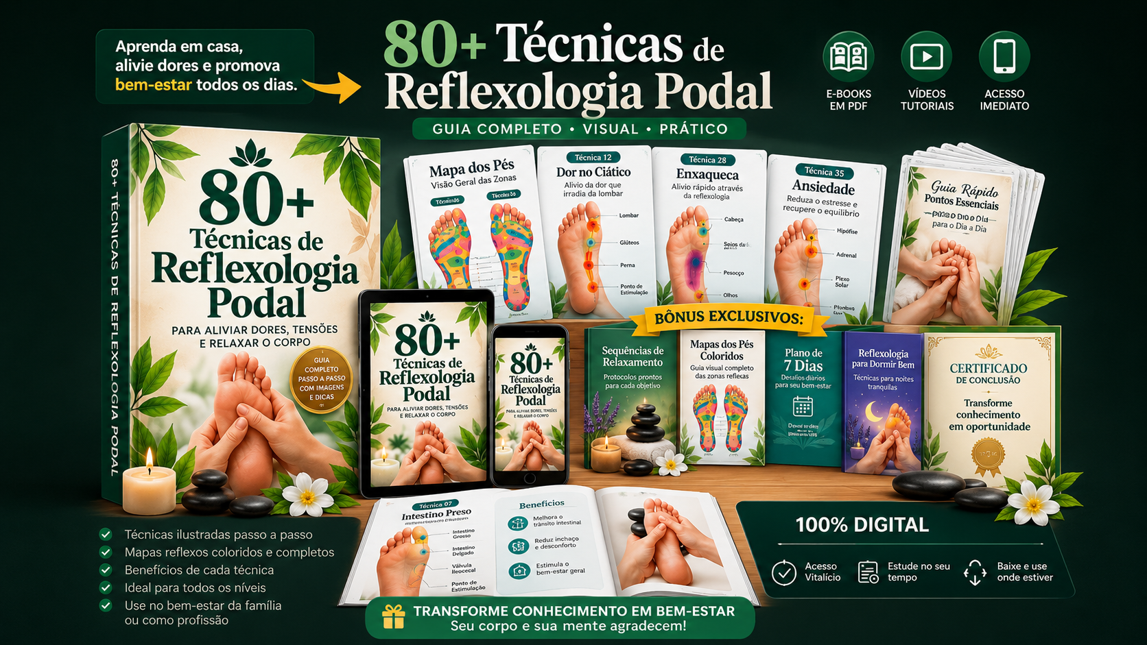 Guia de Reflexologia Podal com mapas e bônus