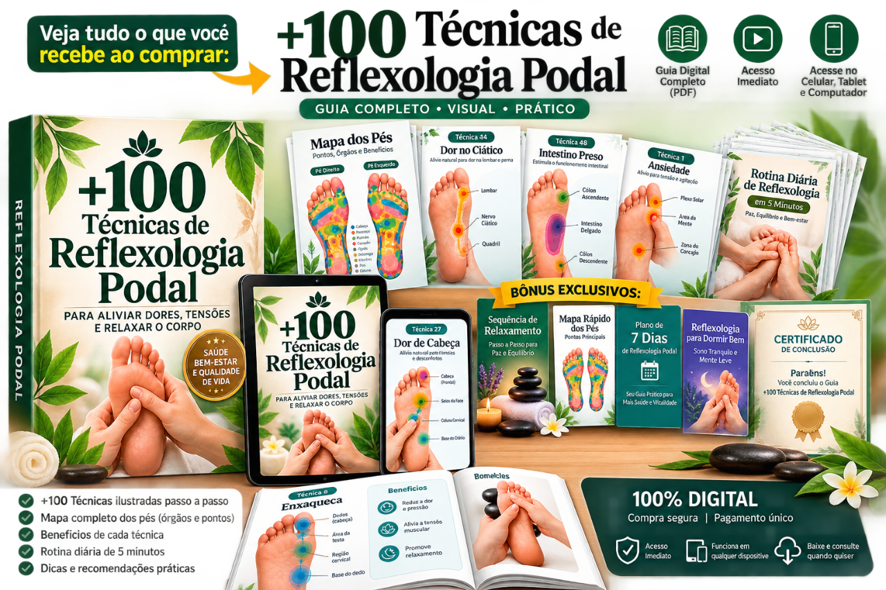 Guia de Reflexologia Podal com mapas e bônus