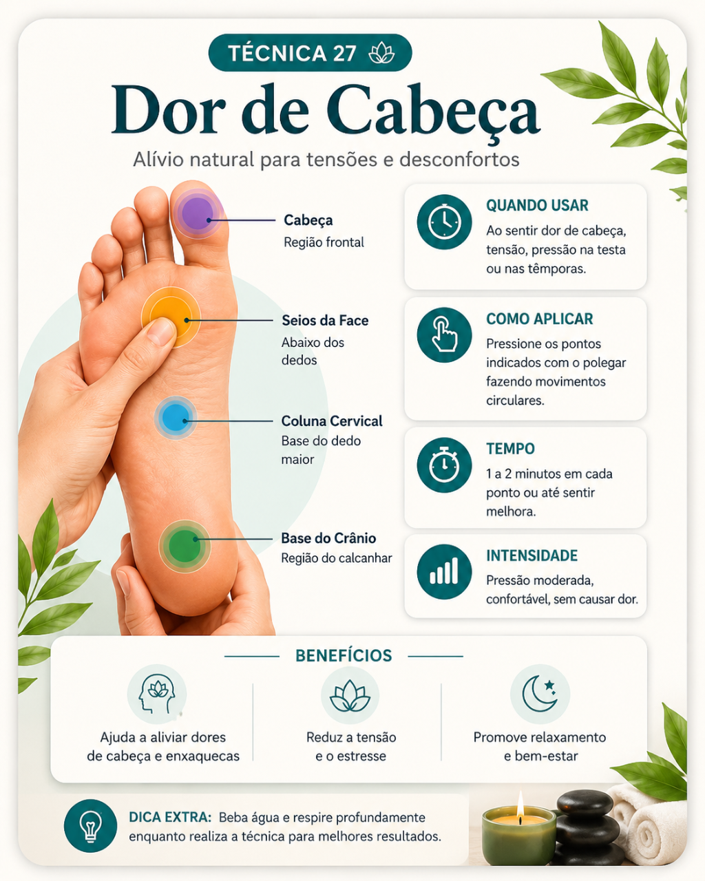 Técnica de Reflexologia Podal para Dor de Cabeça