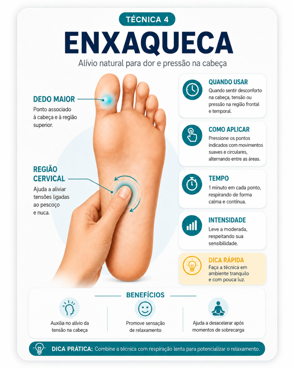 Técnica de Reflexologia Podal para Enxaqueca